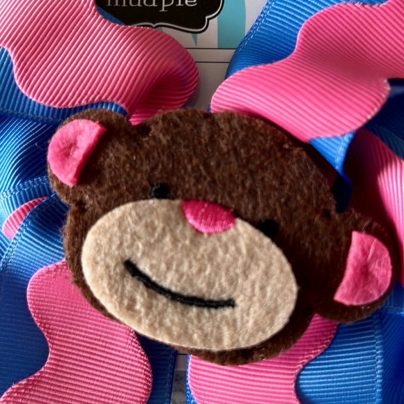 Mud Pie Safari Monkey girl’s pin hair bow - Picture 5 of 8